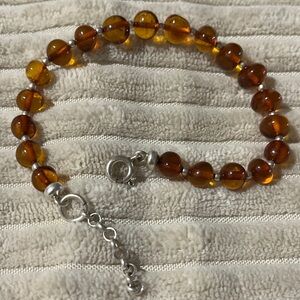 Amber Beaded Sterling Silver Bracelet